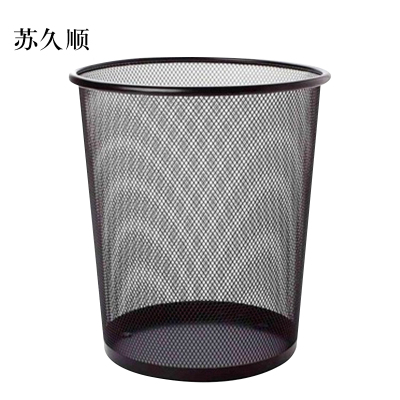 苏久顺加厚铁网垃圾桶家用金属防锈垃圾篓办公室铁丝网废纸篓无盖中号(12L)