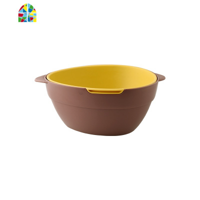 双层洗菜盆水厨房塑料洗水果的洗菜篮家用加厚三角漏水篮 FENGHOU