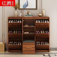 森美人入户超薄鞋柜中式省空间家用口翻斗窄厅柜现代简约实木玄关柜