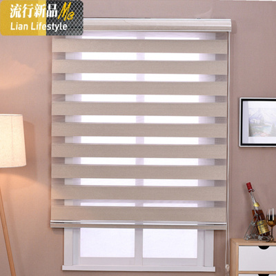 全遮光卷帘加厚卧室免打孔柔纱帘办公会议室防水阳台升降百叶窗帘 三维工匠