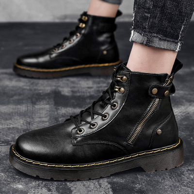 Ideamini马丁靴男高帮加绒英伦风冬季男鞋棉鞋百搭男靴中帮靴子男士工装靴靴子