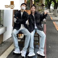 YANXU2023年秋季潮牌设计感拼接牛仔夹克外套男女网红同款宽松休闲情侣