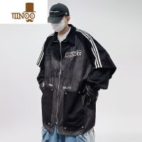 YANXU美式嘻哈潮牌牛仔衬衫宽松复古大码卫衣vintag夹克开衫外套