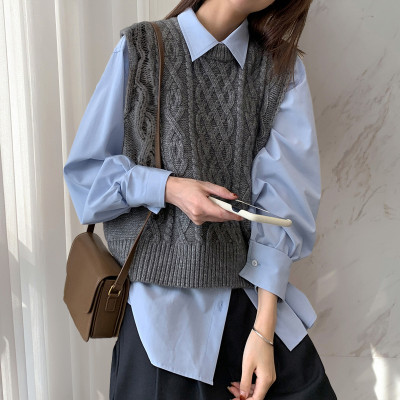 [清仓1折价39.9元,不叠加优惠券]秋唐狮冬绞花圆领套头马甲背心复古百搭简约高级感