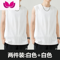 七斓运动背心男士宽松2023夏季潮牌ins健身无袖坎肩白色打底衫短袖t恤