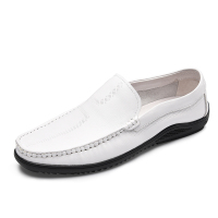 奥康男鞋春秋单鞋透气低帮豆豆鞋男套脚休闲皮鞋小白鞋懒人鞋