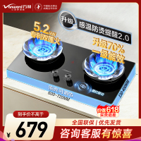 万和(Vanward)[新升级蓝莲花B9S]5.2kW猛火燃气灶嵌入式家用煤气双炉灶具新国标一级能效 液化气