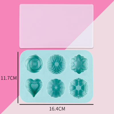 创意带盖硅胶制冰格冻冰块冰淇淋模具果冻布丁模宝宝辅食盒子 敬平 AX花草6连绿色带硅胶盖子