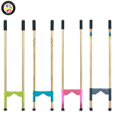 MYGY幼儿园木质儿童踩高跷感统训练器材体育户外运动木制玩具银灰壁虎图案-护壳款