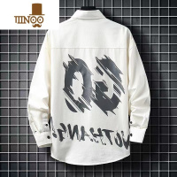 YANXU款日系印花衬衫男长袖潮牌痞帅宽松百搭衬衣男士韩版潮流外套