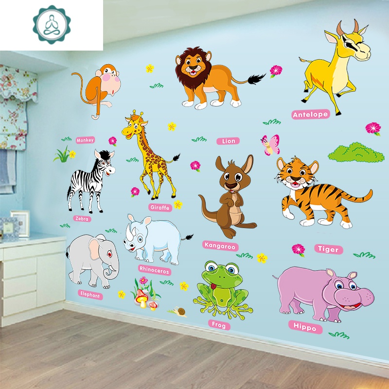 布置玻璃墙贴画儿童房宝宝卧室动物装饰墙贴纸 封后 动物赛跑 特大