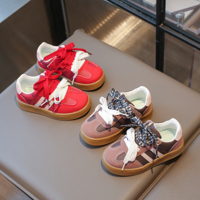 春节新年红2025春季新款儿童板鞋女童卡通德训鞋男童运动鞋休闲鞋