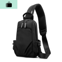 胸包男士新款韩版潮大容量单肩斜挎包商务休闲多功能出差旅游背包NEW LAKE 黑色腰包男