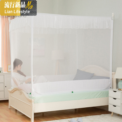 新款拉链蚊帐防摔床坐床式支架家用蒙古包加厚加密1.5米1.8m 三维工匠