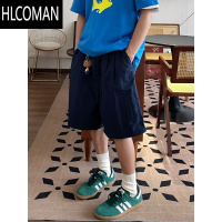 HLCOMAN夏季美式复古街头速干薄款纯色短裤休闲抽绳直筒男女宽松五分裤潮