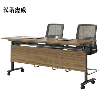 汉诺鑫威折叠培训桌椅组合长条形桌拼接现代简约双人桌子带轮双层会议桌 不含椅[工厂现做 7天内发货]