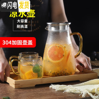 三维工匠防爆凉白开水壶玻璃水壶耐热客厅家用水杯套装凉水壶可高温冷水壶 企鹅凉水壶+2杯+托盘