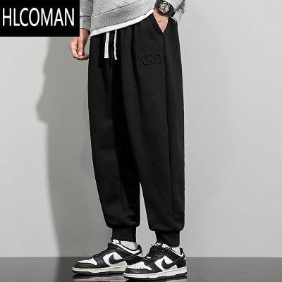 HLCOMAN裤子男款大码潮流加绒休闲裤胖子卫裤加肥加大男裤男士运动裤