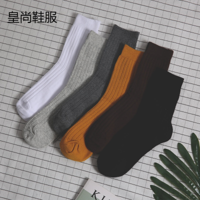 新品直营-一双.礼品男女袜子韩国INS日系韩版基础复古条纹简约纯色中筒棉生情侣长袜