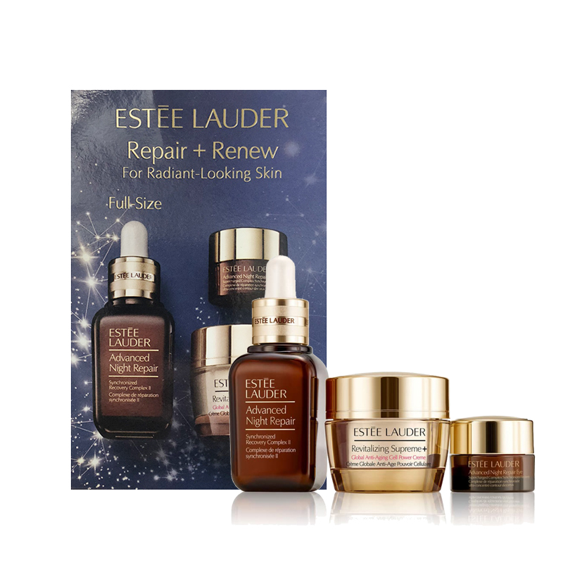 雅诗兰黛(estee lauder) 小棕瓶精华肌底液3件套装(精华30ml 面霜15ml