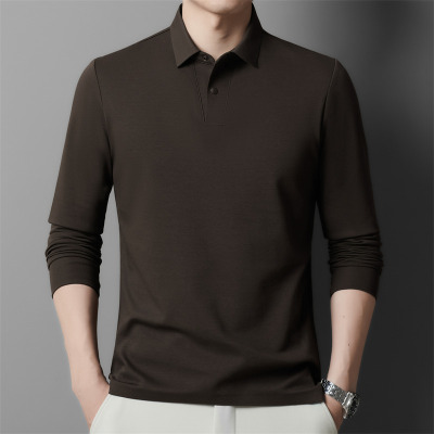 长袖T恤男士秋季新款韩版休闲polo领中青年翻领薄款纯色上衣
