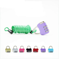 汐岩钢丝绳 密码锁 车衣服火车行李车防盗钢丝绳带锁绳+锁 翠绿色绿色弹簧绳1.5米+