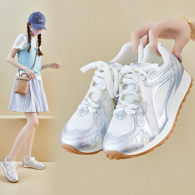 ins潮韩版新款阿甘鞋女2025夏季透气休闲鞋厚底增高