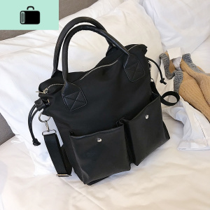 女士单肩大包包2020新款尼龙牛津布女包大容量百搭大气手提斜挎包NEW LAKE 黑色女士单肩包 黑色