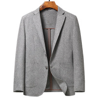 轻奢羊毛西服男士秋冬季新款无里包边羊毛休闲单西装高级感男外套