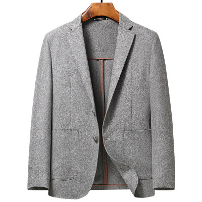 轻奢羊毛西服男士秋冬季新款无里包边羊毛休闲单西装高级感男外套