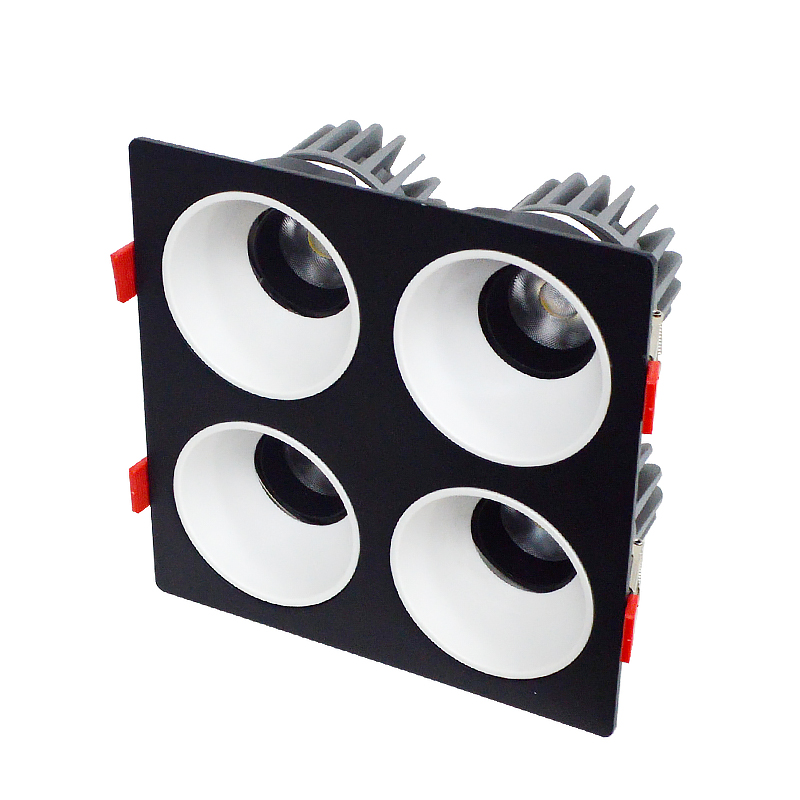 LED射灯 防眩光 嵌入式 黑架+白杯-四头15W*4白光