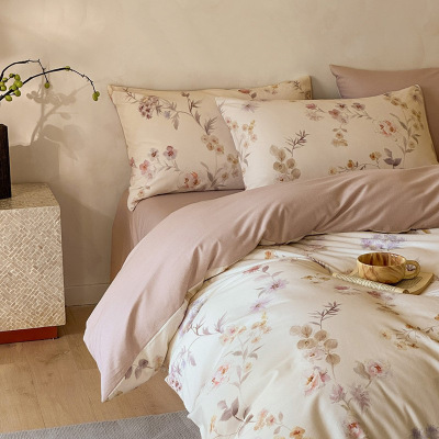 轻奢全棉磨毛床上四件套秋冬高级感主卧室纯棉床单被套罩床笠床品