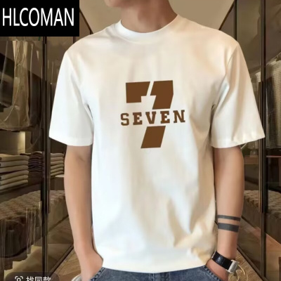 HLCOMAN短袖T恤男夏装休闲百搭黑色圆领高级感轻奢青年半袖上衣