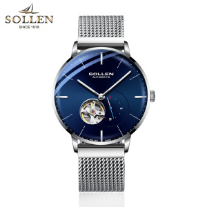 梭伦(SOLLEN)手表新品男表防水夜光超薄韩版钢带自动机械表男学生时尚潮流商务休闲腕表SL305X