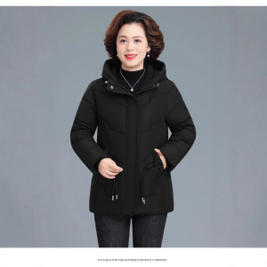 中老年人冬装女妈妈装棉衣外套连帽老人太太棉袄妈妈大码羽绒棉服