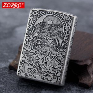 zorro佐罗煤油打火机 铜壳煤油 五面手工复古 个性创意防风火机送礼男