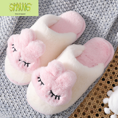 可爱加厚卡通棉拖鞋女冬季室内居家用可爱兔子防滑情侣毛毛拖鞋男语娄