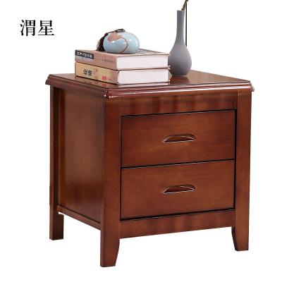 渭星床头柜简约现代卧室床边储物柜标准款胡桃色50*41*50cm