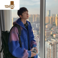 YANXU渐变开衫卫衣男士新款潮牌宽松休闲痞帅百搭连帽上衣服外套