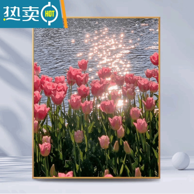 敬平数字油画diy填充油彩画简单手工涂色丙烯画减压卧室装饰画郁金香装饰画