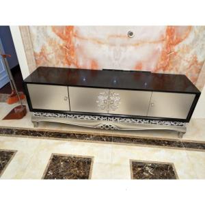 新古典电视柜 黑色烤漆简欧式实木定制家具 后现代做旧 厂家特价 如图150*50*75 整装