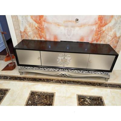 新古典电视柜 黑色烤漆简欧式实木定制家具 后现代做旧 厂家特价 如图150*50*75 整装