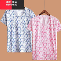 YIBUSHENG中老年人短袖女士宽松大码加肥T恤 季薄款妈妈汗衫上衣