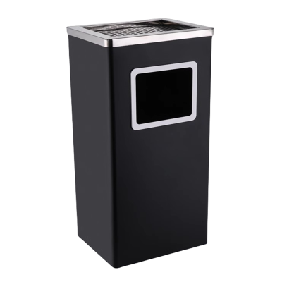 迅迈 正方形黑色 不锈钢酒店宾馆大堂垃圾桶灭烟桶带烟灰缸吸烟桶电梯口走廊立式桶
