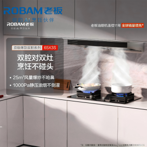 老板(Robam)欧式变频油烟机双子星65X3S 双腔25风量1000Pa静压大吸力 挥手智控抽油烟机以旧换新
