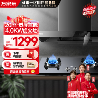 万家乐 烟灶厨电套餐装20m³吸力油烟机欧式顶吸挥手智控智旋暴风洗台嵌两用液化气灶AT051+KA031B(Y)