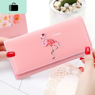 钱包女长款2019简约时尚小清新学生ins卡通可爱多功能皮夹手机包NEW LAKE
