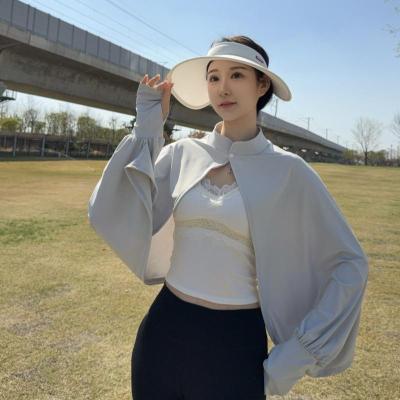 冰丝防晒衣女夏季户外骑车运动开车手臂遮阳连体袖套外穿防晒披肩