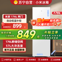 小米米家冰箱176升双门宿舍租房家用二门小型精致简约欧式两门冷冻冷藏电冰箱176L两门冰箱二级节能