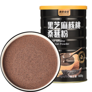美粥食客 黑芝麻核桃桑葚粉600g罐装 黑豆粉芝麻糊粉代餐粉冲饮MS